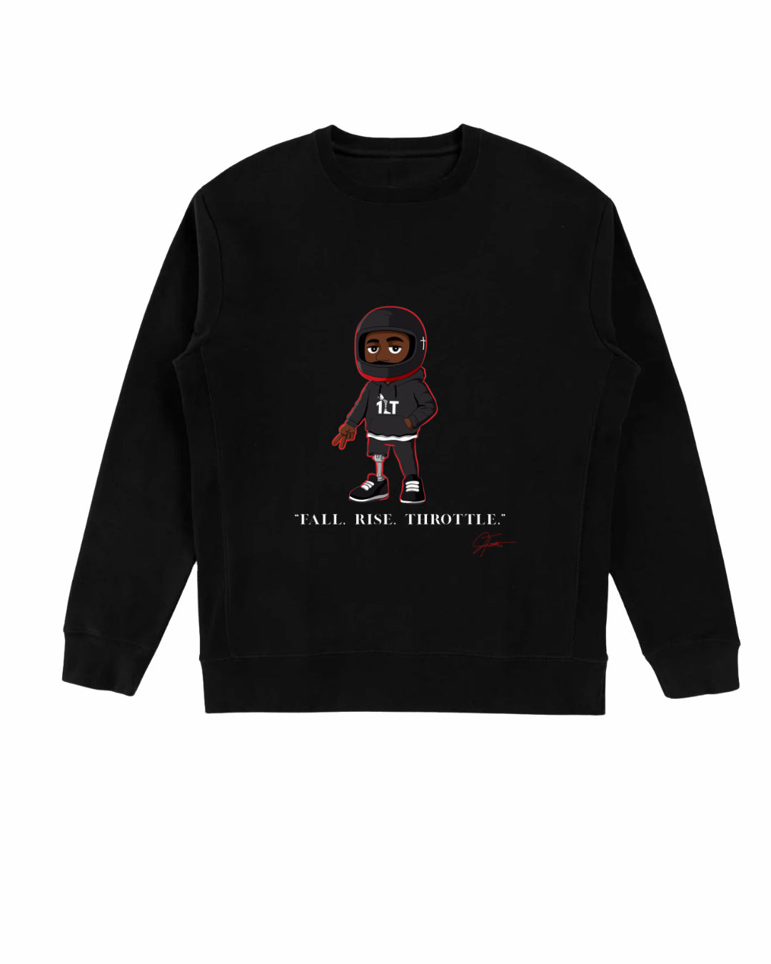 Black J Throttle Premium Embroidered Crewneck